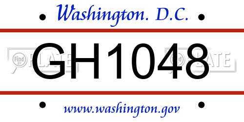 GH1048 District Of Columbia License Plate