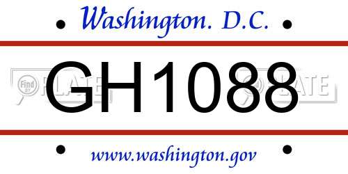 GH1088 District Of Columbia License Plate