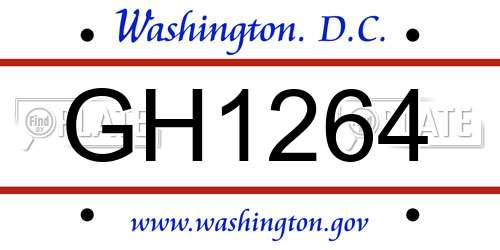 GH1264 District Of Columbia License Plate