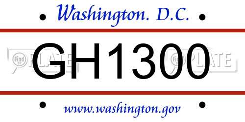 GH1300 District Of Columbia License Plate