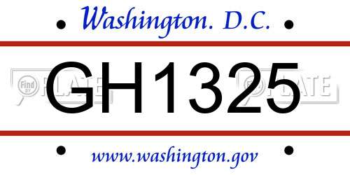 GH1325 District Of Columbia License Plate