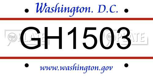 GH1503 District Of Columbia License Plate