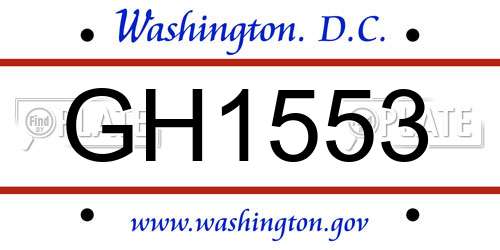 GH1553 District Of Columbia License Plate