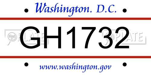 GH1732 District Of Columbia License Plate