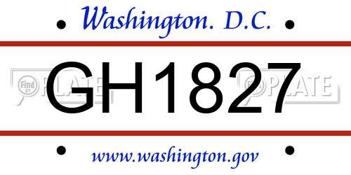 GH1827 District Of Columbia License Plate