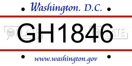GH1846 District Of Columbia License Plate