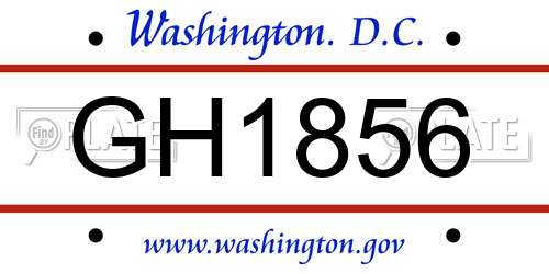 GH1856 District Of Columbia License Plate