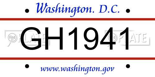 GH1941 District Of Columbia License Plate