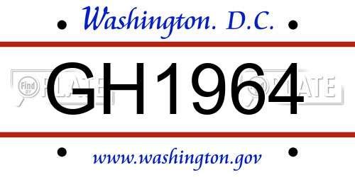 GH1964 District Of Columbia License Plate