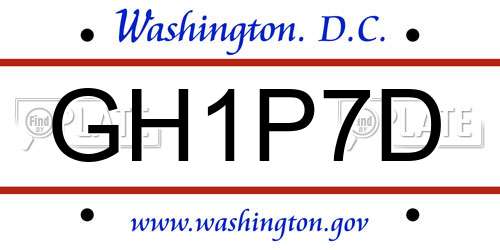 GH1P7D District Of Columbia License Plate