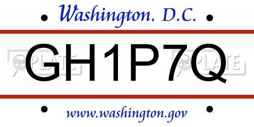 GH1P7Q District Of Columbia License Plate