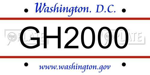 GH2000 District Of Columbia License Plate