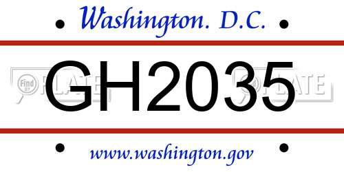 GH2035 District Of Columbia License Plate