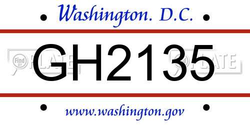 GH2135 District Of Columbia License Plate
