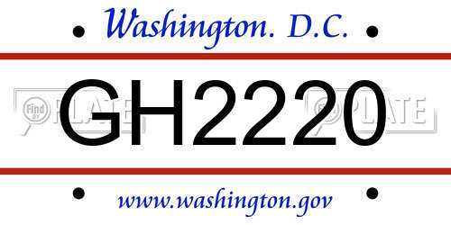 GH2220 District Of Columbia License Plate