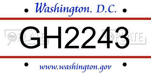 GH2243 District Of Columbia License Plate