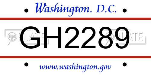 GH2289 District Of Columbia License Plate