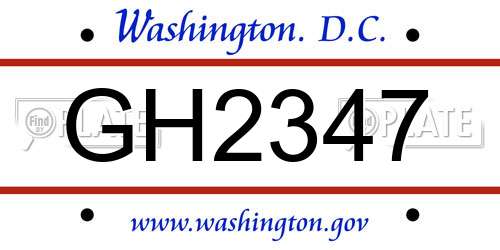 GH2347 District Of Columbia License Plate