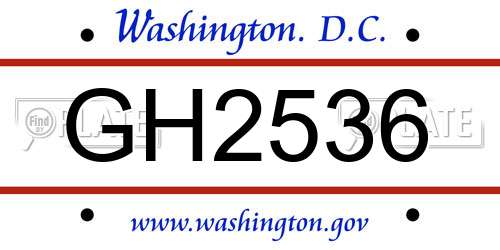 GH2536 District Of Columbia License Plate