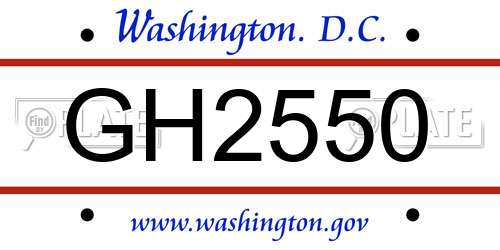 GH2550 District Of Columbia License Plate