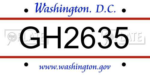 GH2635 District Of Columbia License Plate