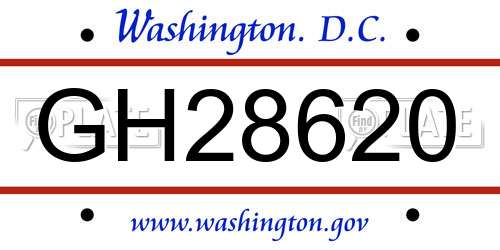 GH28620 District Of Columbia License Plate
