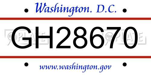 GH28670 District Of Columbia License Plate
