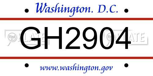 GH2904 District Of Columbia License Plate