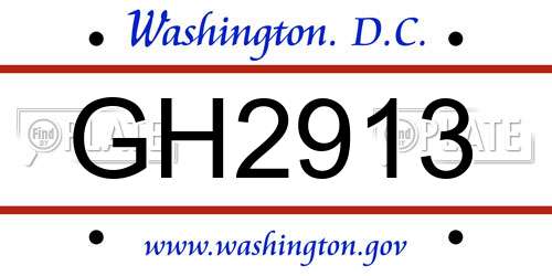 GH2913 District Of Columbia License Plate