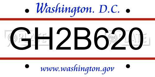 GH2B620 District Of Columbia License Plate