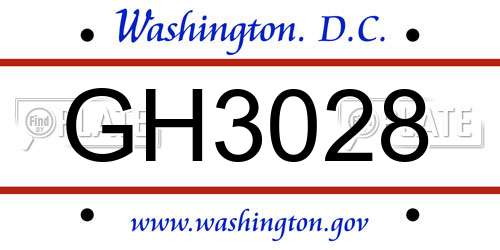 GH3028 District Of Columbia License Plate