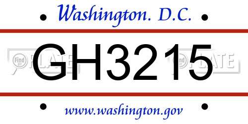 GH3215 District Of Columbia License Plate