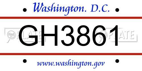 GH3861 District Of Columbia License Plate