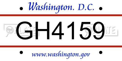 GH4159 District Of Columbia License Plate
