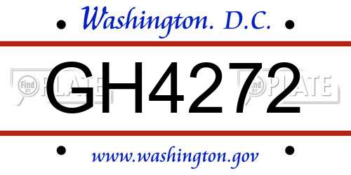 GH4272 District Of Columbia License Plate