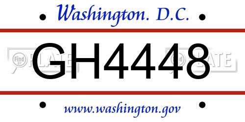 GH4448 District Of Columbia License Plate