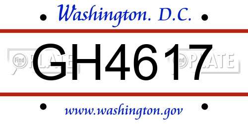 GH4617 District Of Columbia License Plate