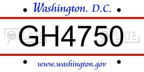GH4750 District Of Columbia License Plate