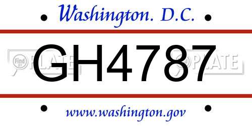 GH4787 District Of Columbia License Plate