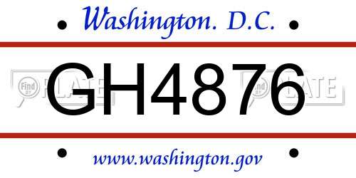 GH4876 District Of Columbia License Plate