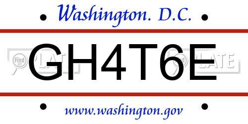 GH4T6E District Of Columbia License Plate