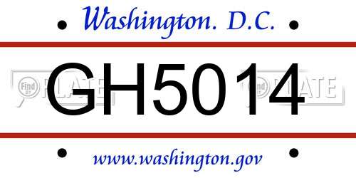 GH5014 District Of Columbia License Plate