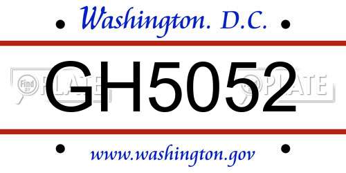 GH5052 District Of Columbia License Plate