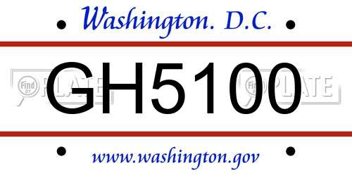 GH5100 District Of Columbia License Plate