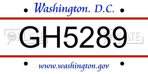 GH5289 District Of Columbia License Plate