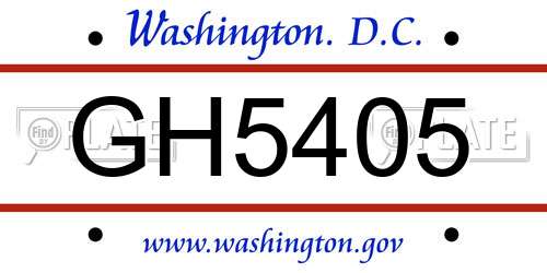 GH5405 District Of Columbia License Plate