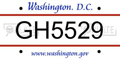 GH5529 District Of Columbia License Plate