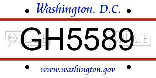GH5589 District Of Columbia License Plate