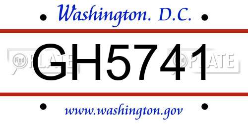 GH5741 District Of Columbia License Plate