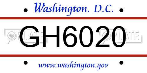 GH6020 District Of Columbia License Plate